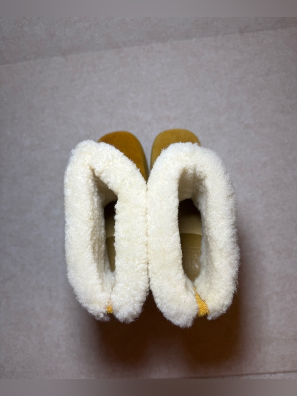 MIA Mustard Yellow Jildie Suede Ankle Boots White Shearling Fur Leather Size 7M - Picture 7 of 10
